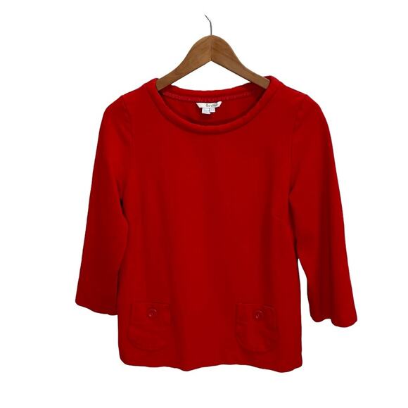 Boden Women's Red Pocket Tunic Boat Neck Jersey Knit Sweater Top Size 10 - Picture 5 of 7